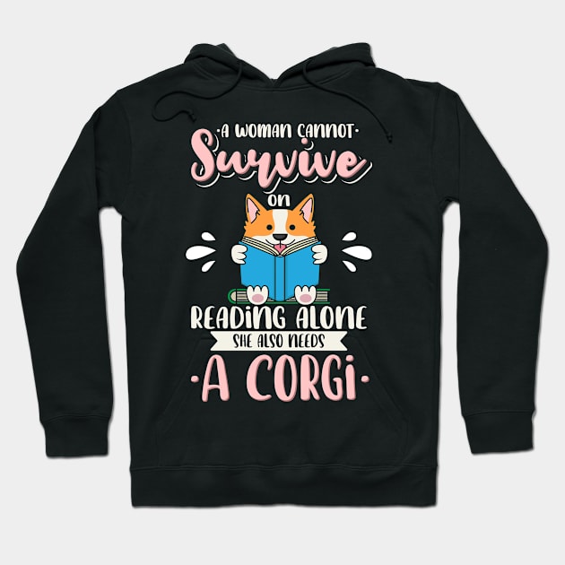 Reading Corgi Mom Hoodie by dilger